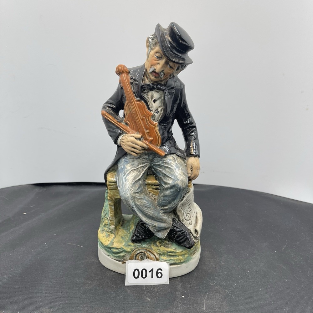 Rare Capodimonte Porcelain‎ Handpainted Violin Player Figurine 9.5"H
